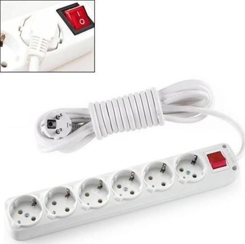 6lı Anahtarlı 5mt Topraklı Priz