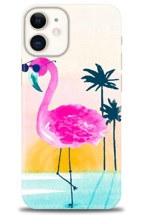 iPhone 12 Mini Kılıf HD Baskılı Kılıf - Flamingo