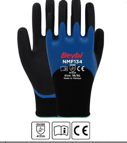 NMF134 9Beden 12li Double Mikro Köpük 3-4 Nitril Kaplı Polyester Örgü Eldiven