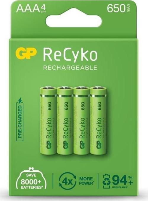 AAA 650 mAh Şarjlı İnce Kalem Pil 4'lü Paket GP65AAAHCEM-2GBR4