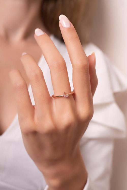 Ay Model Ayarlanabilir 14 K Rose Gold Kaplama Kadın Eklem Yüzük