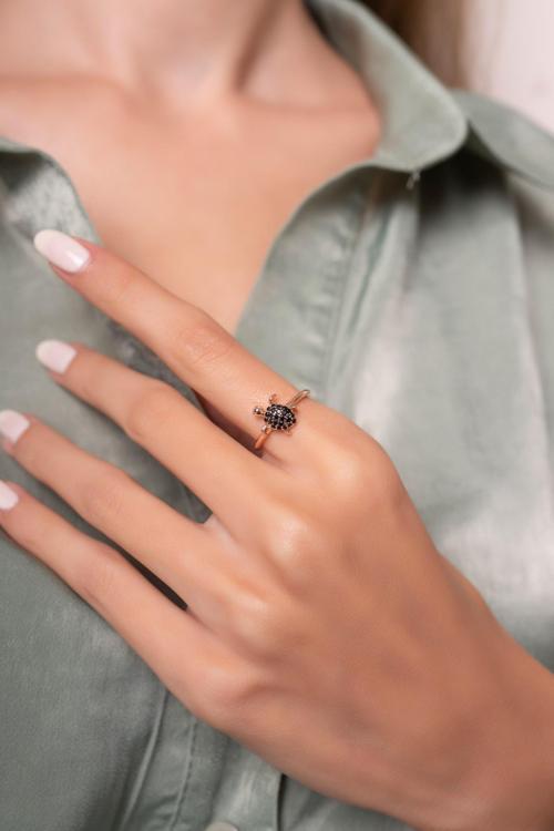 Kaplumbağa Model Ayarlanabilir 14k Rose Gold Kaplama Yüzük