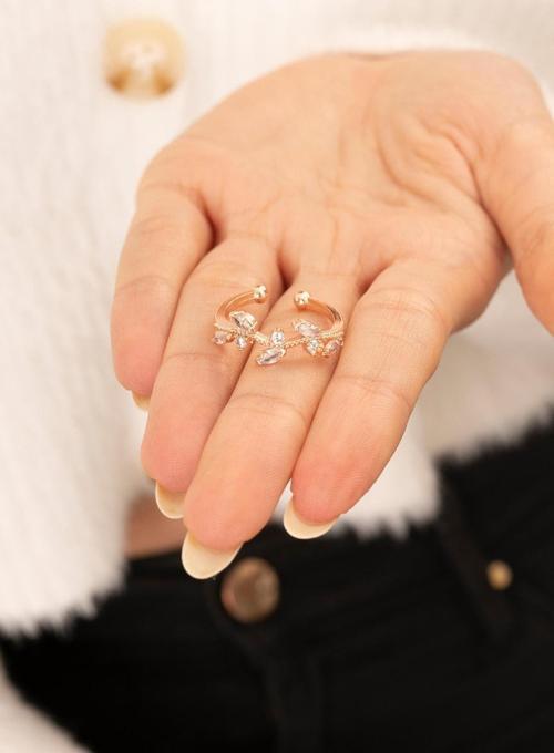 Taşlı Sarmaşık Ayarlanabilir 14 K Rose Kadın Yüzük
