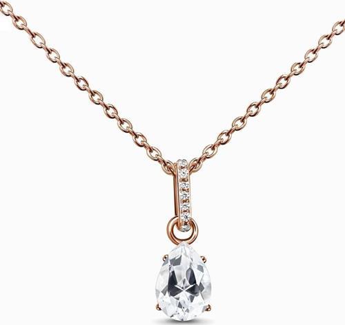 Beyaz Mistik Topaz Taşlı 14k Rose Gold Kaplama Kadın Kolye
