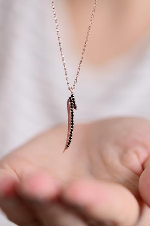 Elif Motifli 14 K Rose Gold Kaplama Kadın Kolye