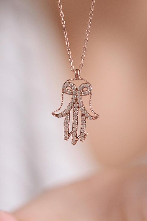 Fatma Ananın Eli 14 K Rose Gold Kaplama Kadın Kolye