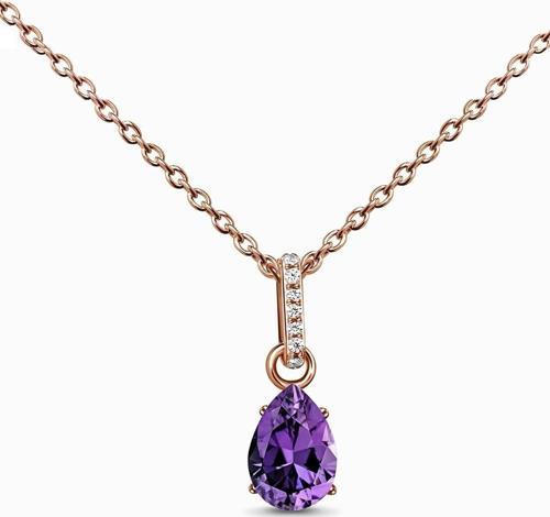 Mor Mistik Topaz Taşlı 14k Rose Gold Kaplama Kadın Kolye