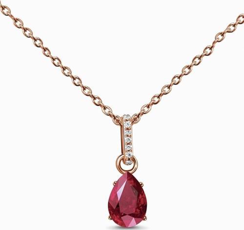 Ruby Mistik Topaz Taşlı 14 K Rose Gold Kaplama Kadın Kolye