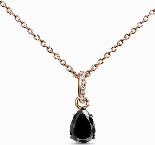 Siyah Mistik Topaz Taşlı 14 K Rose Gold Kaplama Kadın Kolye