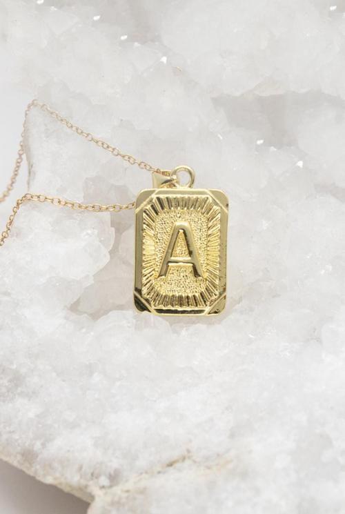 A Harfi Vintage Kesim 14 K Altın Kaplama Kadın Kolye