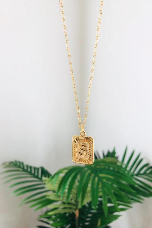 S Harfi Vintage Kesim 14 K Altın Kaplama Kadın Kolye