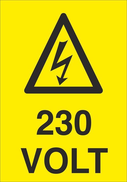 230 Volt Uyarı Levhası
