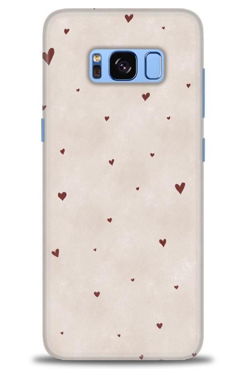 Samsung Galaxy S8 Plus Kılıf HD Baskılı Kılıf - Kahve Kalpler