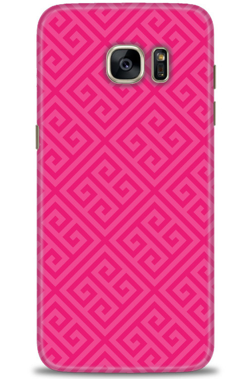 Samsung Galaxy S7 Edge Kılıf HD Baskılı Kılıf - Pembe Mozaik