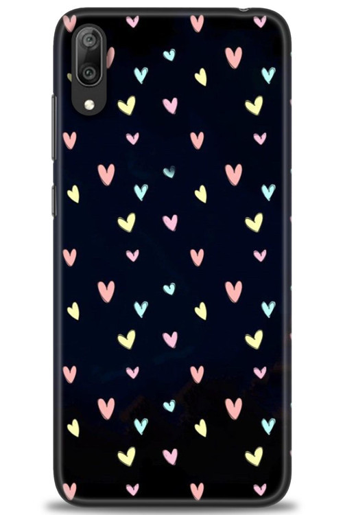 Huawei Y7 Prime 2019 Kılıf HD Baskılı Kılıf - Mini Mini Kalpler