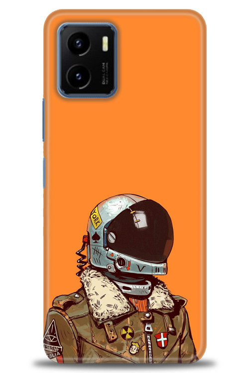 Vivo Y32 Kılıf HD Baskılı Kılıf - Turuncu Astronot