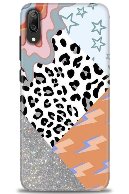 Huawei Y7 Prime 2019 Kılıf HD Baskılı Kılıf - Leopar ve Şimşekler
