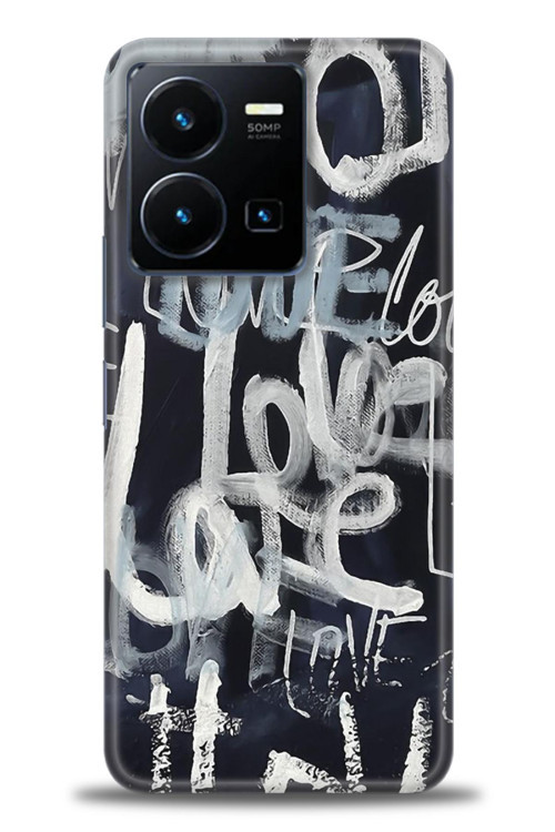 Vivo Y35 Kılıf HD Baskılı Kılıf - Gri Love