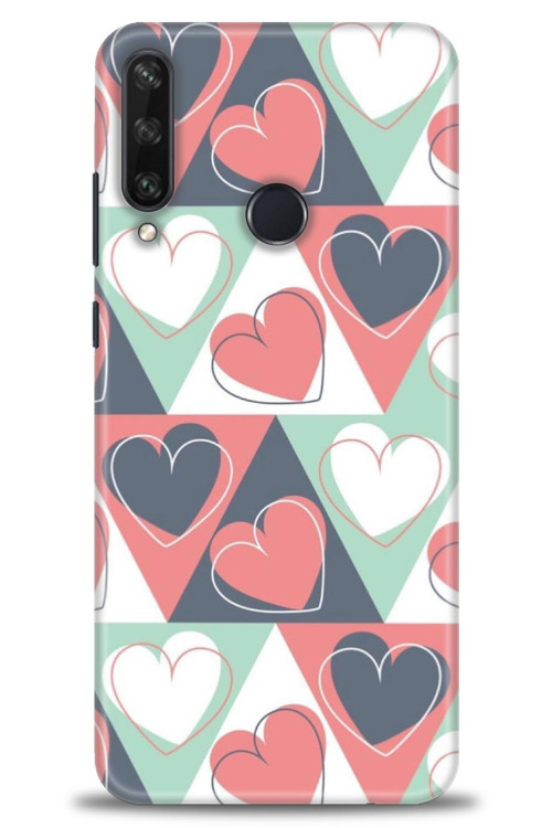 Huawei Y6P Kılıf HD Baskılı Kılıf - Kalp Kalp