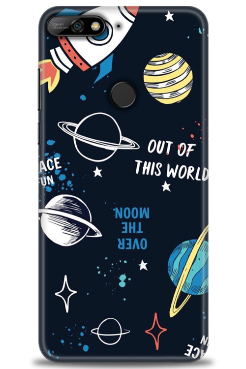 Huawei Y7 2018 Kılıf HD Baskılı Kılıf - Space Fun