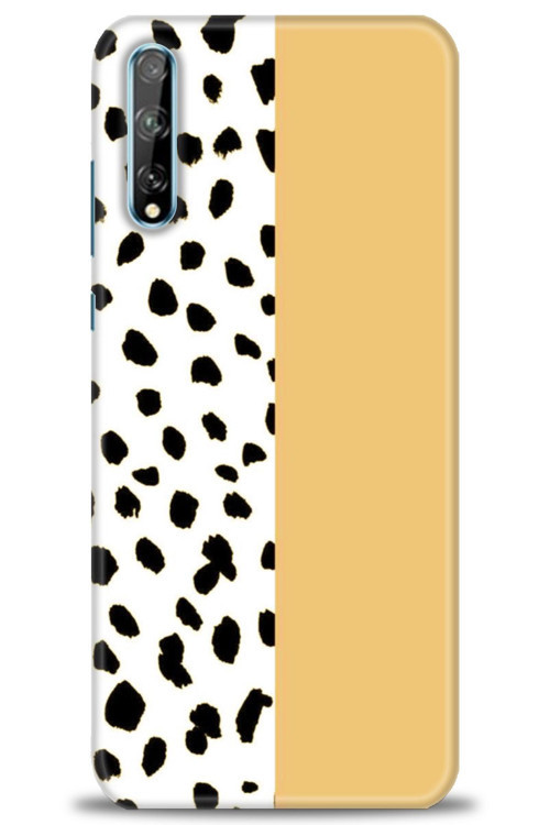 Huawei Y8P Kılıf HD Baskılı Kılıf - Sarı ve Puantiye
