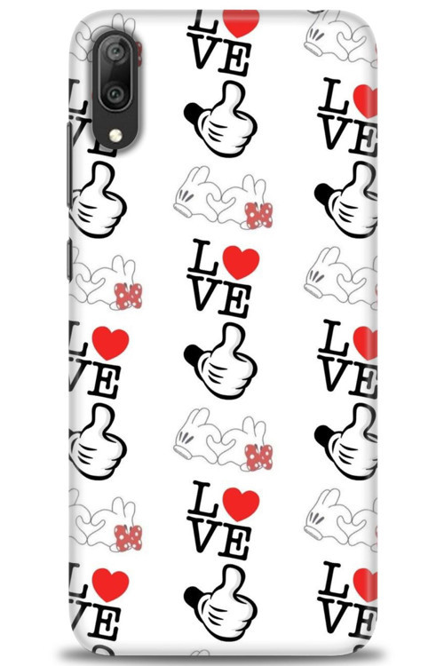 Huawei Y7 Prime 2019 Kılıf HD Baskılı Kılıf - Love Mickey