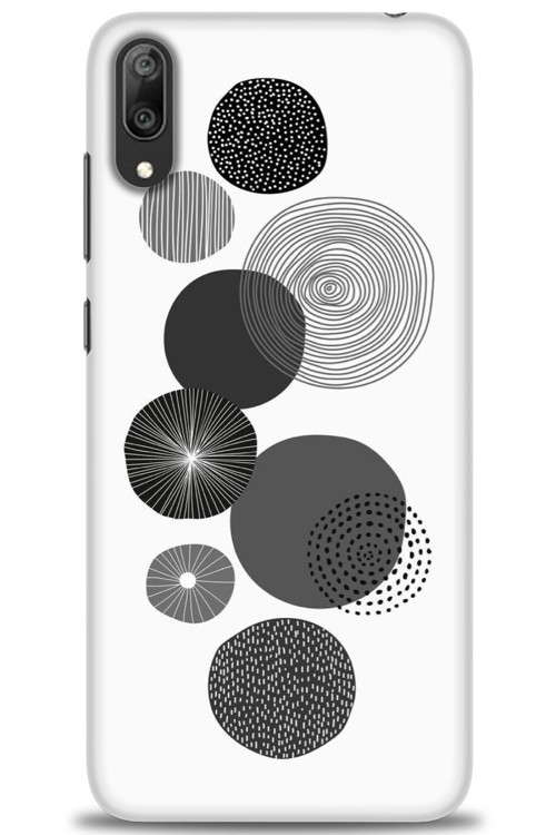 Huawei Y7 Prime 2019 Kılıf HD Baskılı Kılıf - Siyah Daire