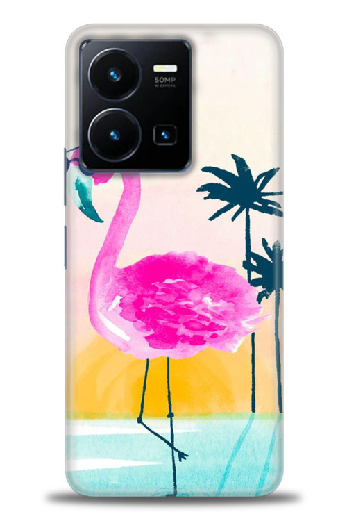 Vivo Y35 Kılıf HD Baskılı Kılıf - Flamingo