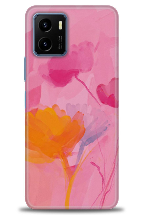 Vivo Y33S Kılıf HD Baskılı Kılıf - Turuncu Pembe