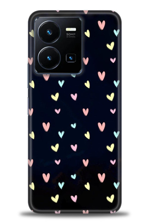 Vivo Y35 Kılıf HD Baskılı Kılıf - Mini Mini Kalpler