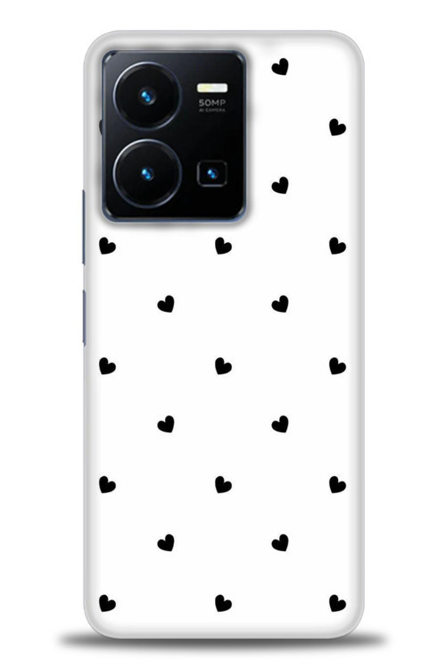 Vivo Y35 Kılıf HD Baskılı Kılıf - Siyah Kalpler