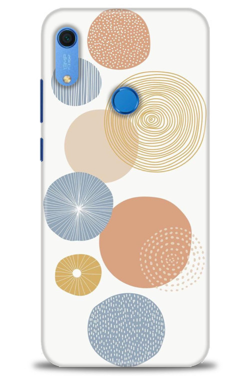 Huawei Y6S Kılıf HD Baskılı Kılıf - Mavi Daireler