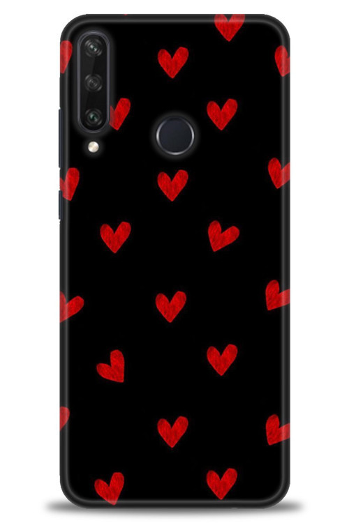 Huawei Y6P Kılıf HD Baskılı Kılıf - Kırmızı Kalpler