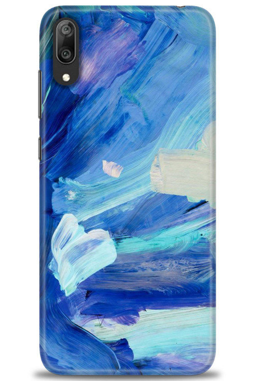 Huawei Y7 Prime 2019 Kılıf HD Baskılı Kılıf - Mavi Beyaz