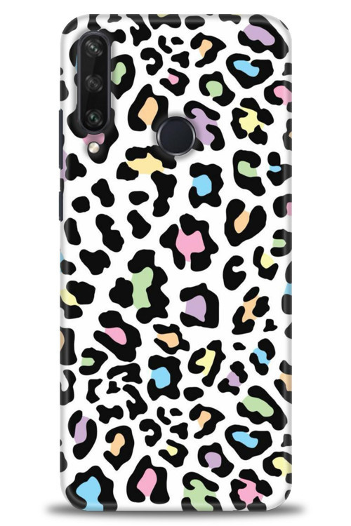 Huawei Y6P Kılıf HD Baskılı Kılıf - Renkli Leopar