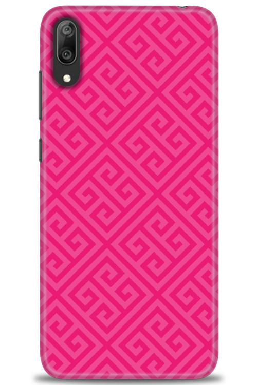 Huawei Y7 Prime 2019 Kılıf HD Baskılı Kılıf - Pembe Mozaik