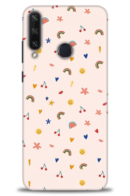 Huawei Y6P Kılıf HD Baskılı Kılıf - Kiraz ve Gökkuşağı