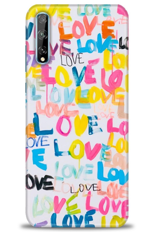 Huawei Y8P Kılıf HD Baskılı Kılıf - Renkli Love
