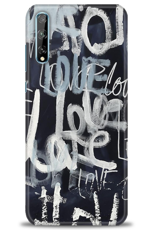 Huawei Y8P Kılıf HD Baskılı Kılıf - Gri Love