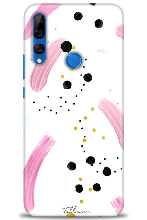 Huawei Y9 Prime 2019 Kılıf HD Baskılı Kılıf - Pembe ve Benekler