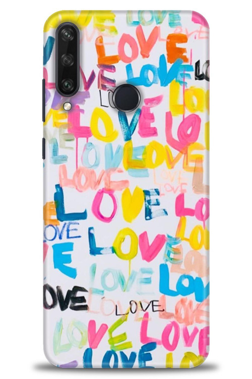 Huawei Y6P Kılıf HD Baskılı Kılıf - Renkli Love