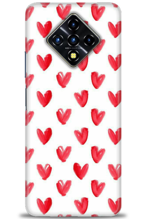 İnfinix Zero 8 Kılıf HD Baskılı Kılıf - Kırmızı Minik Kalpler
