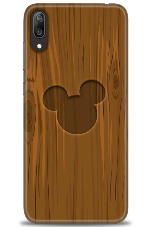 Huawei Y7 Prime 2019 Kılıf HD Baskılı Kılıf - Ahşap Mickey