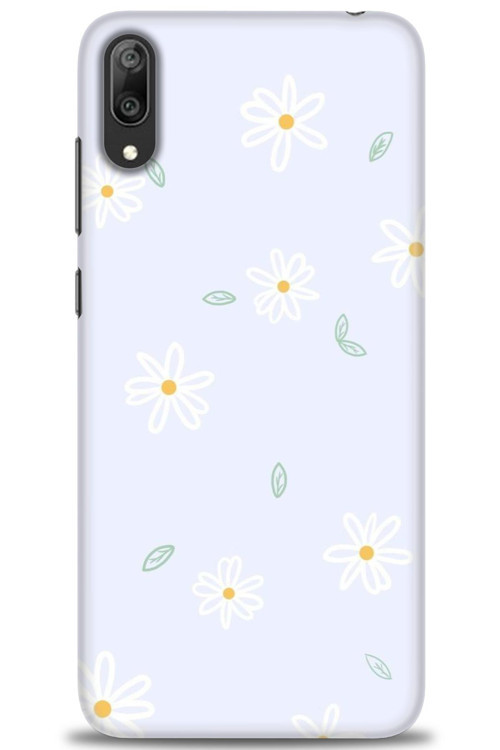 Huawei Y7 Prime 2019 Kılıf HD Baskılı Kılıf - Beyaz Papatyalar