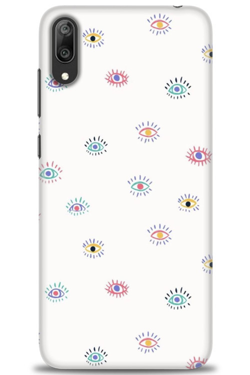 Huawei Y7 Prime 2019 Kılıf HD Baskılı Kılıf - Renkli Gözler