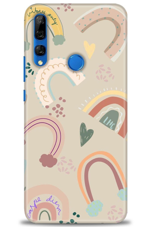 Huawei Y9 Prime 2019 Kılıf HD Baskılı Kılıf - Kahve Gökkuşağı