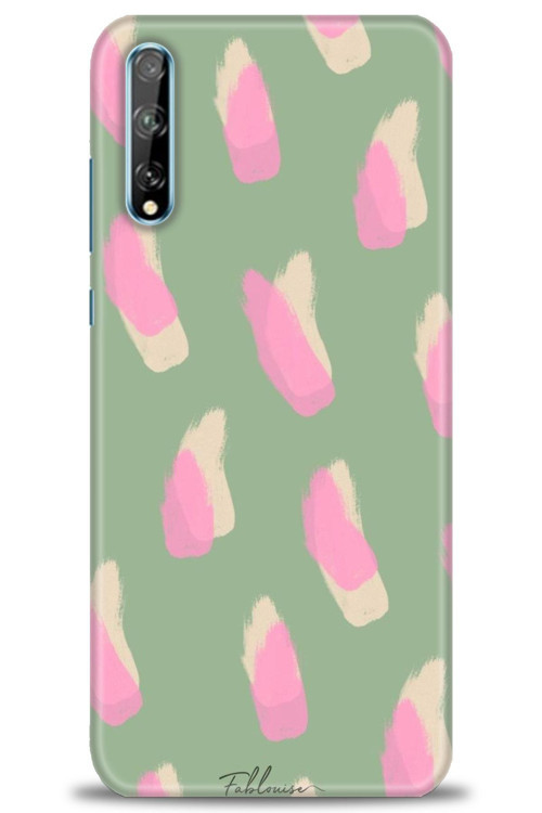 Huawei Y8P Kılıf HD Baskılı Kılıf - Pembe Krem