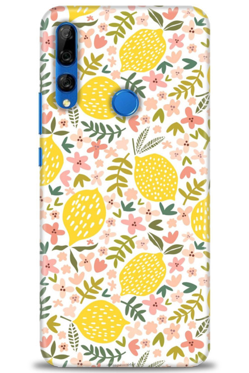 Huawei Y9 Prime 2019 Kılıf HD Baskılı Kılıf - Limon ve Çiçekler