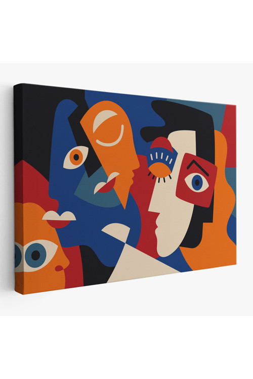 Picasso Tarzı Soyut İnsan Yüzleri Kanvas Duvar Tablosu-1195
