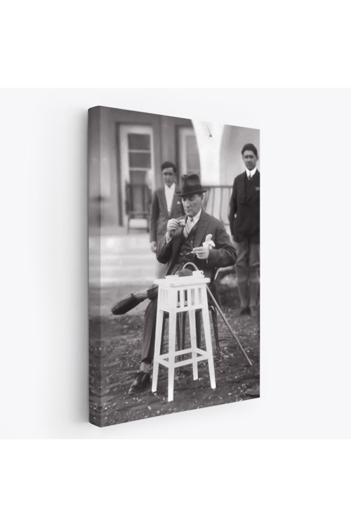 Atatürk Portre Tablosu Mustafa Kemal Atatürk Dikdörtgen Dekoratif Kanvas Tablo-Ez-124